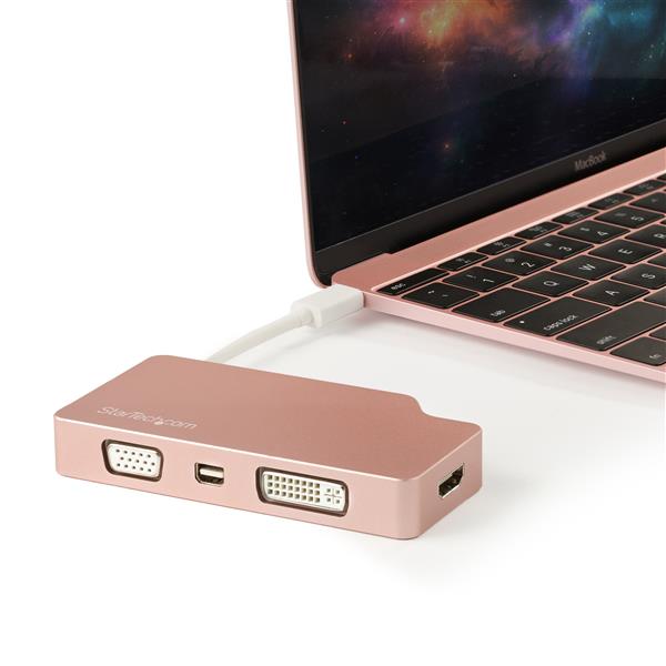 USB-C Multiport Video Adapter - 4-in-1 USB-C Adapter Rose Gold