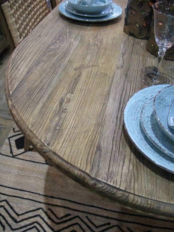 Oval Dining Table - Vintage Elm Reclaimed Elm (2.26m X 1m X 76cm)