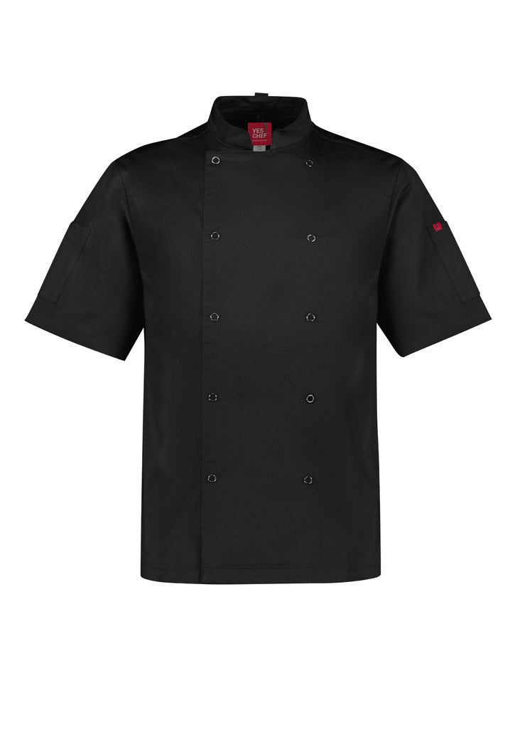 Zest Mens Short Sleeve Chef Jacket - Black