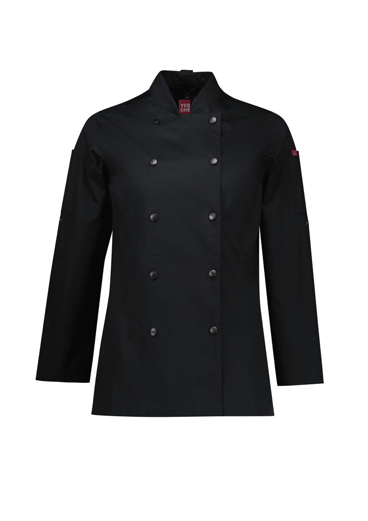 Gusto Womens Long Sleeve Chef Jacket - Black