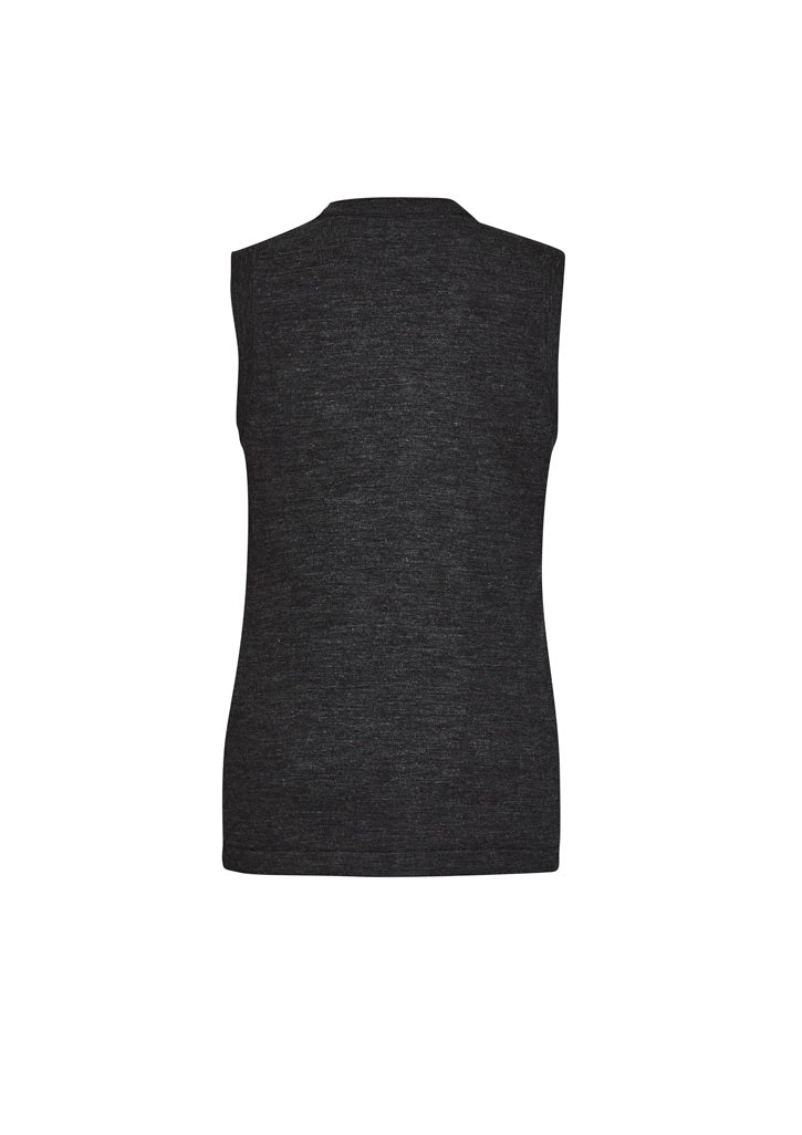 Button Front Womens Knit Vest - Charcoal