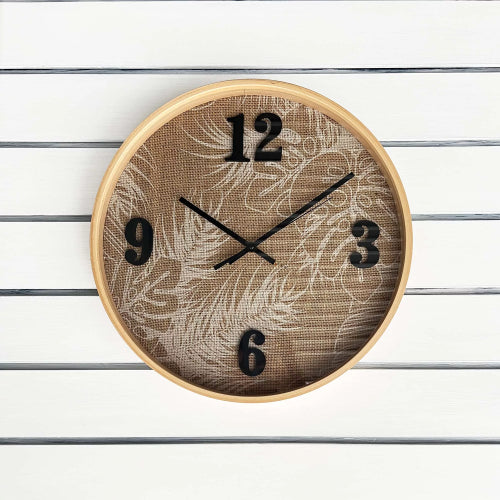 Ashley Clock Printed Linen Natural Frame 40x40x5cm