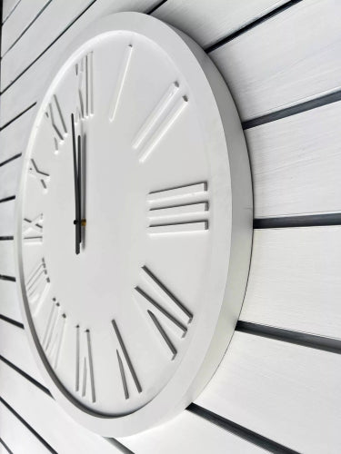 Whisper Clock White With Steel Grey Arms 60x60x3.5cm