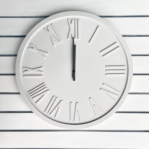 Whisper Clock White With Steel Grey Arms 60x60x3.5cm