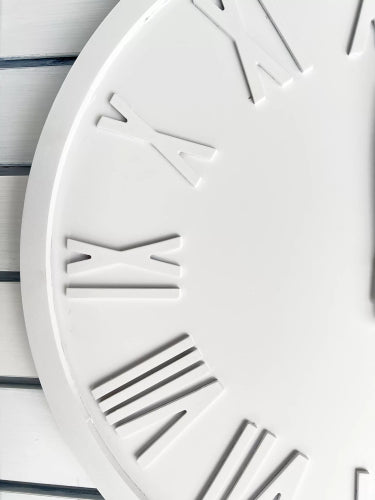 Whisper Clock White With Steel Grey Arms 60x60x3.5cm