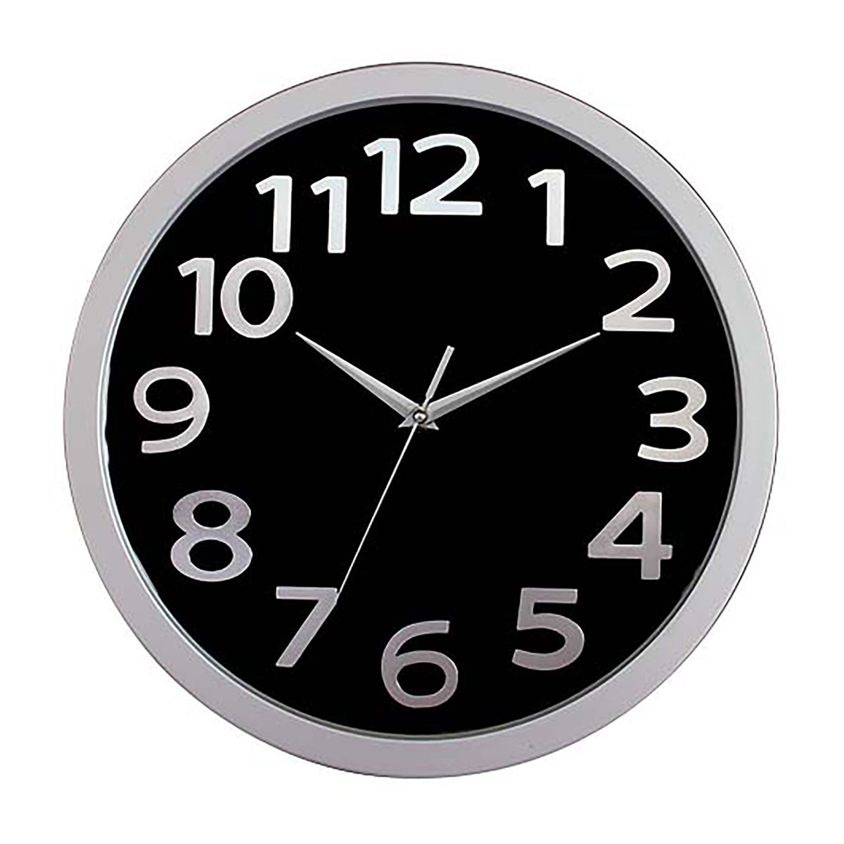 Carven Clock Black Face Silver Numbers 330mm