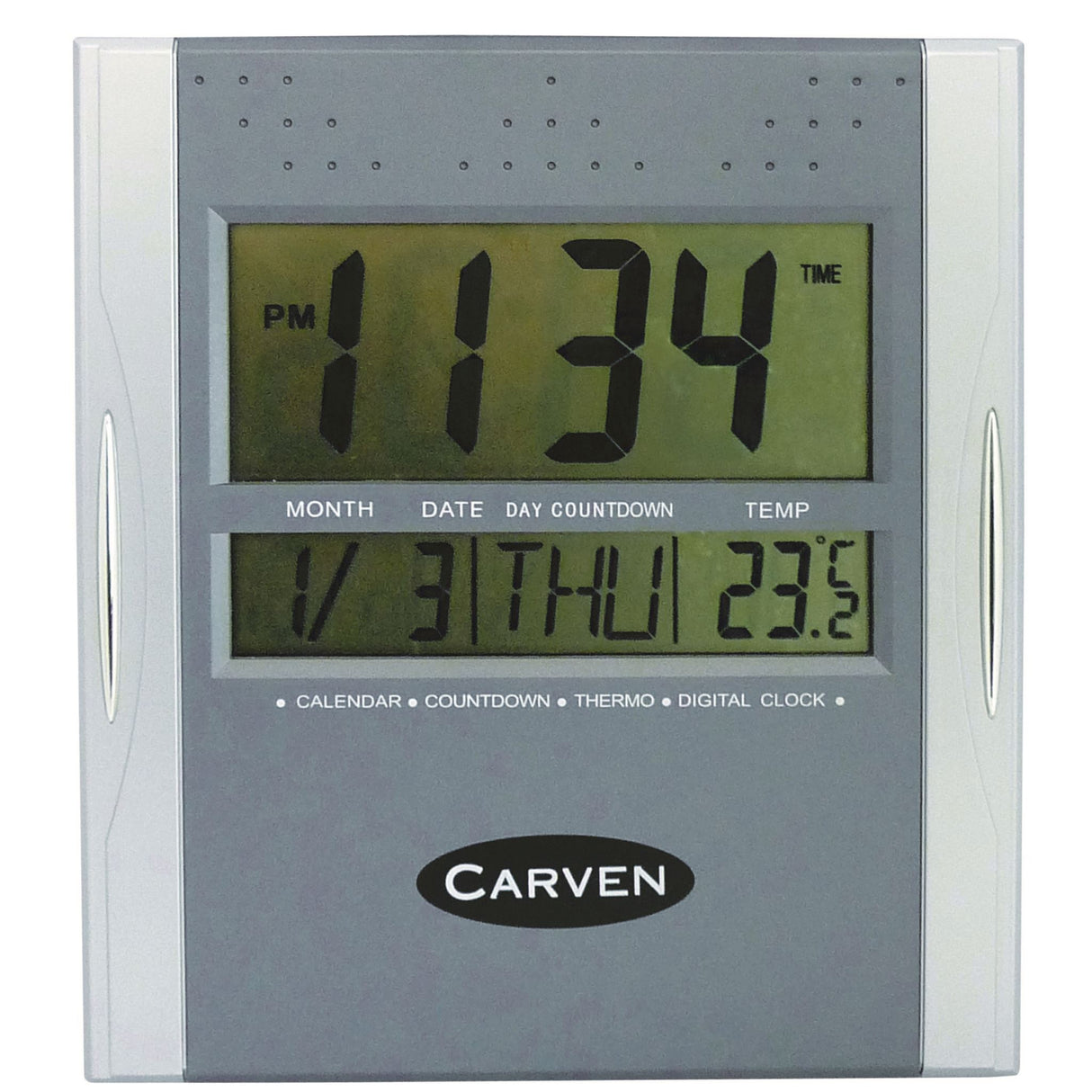 Carven Clock Digital 210mm Silver