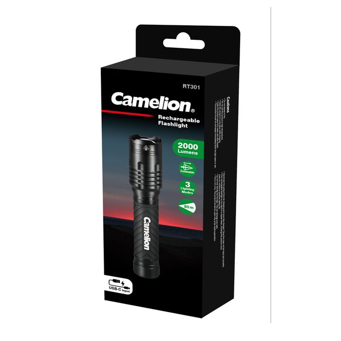 Camelion Rt301 Rechargeable Flashlight 2000 Lumens Torch