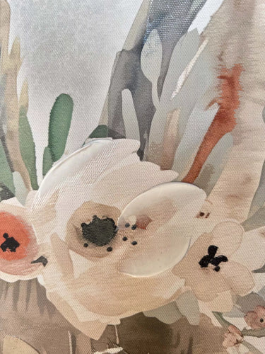 Flower Bunny White Washed Framed Kids Wall Art 50x70cm