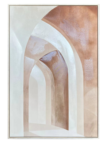 Infinity Arch White Washed Framed Canvas Wall Art 60x90cm