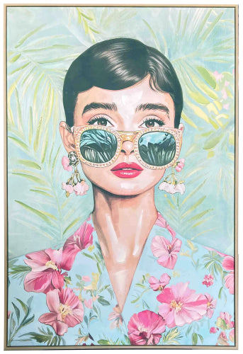 Contemporary Audrey Natural Framed Canvas Wall Art 80x120cm