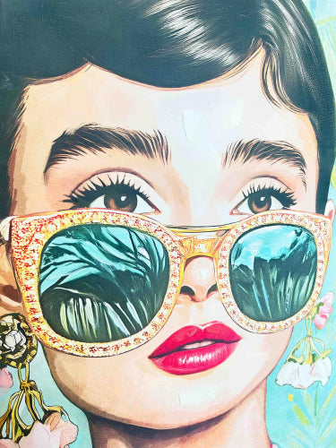 Contemporary Audrey Natural Framed Canvas Wall Art 80x120cm