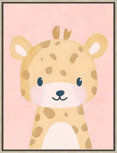 Blushing Giraffe White Washed Framed Kids Wall Art 30x40cm