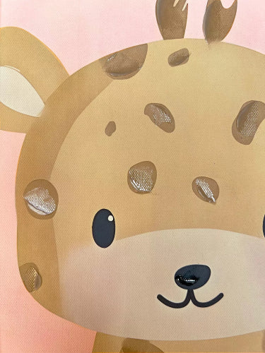 Blushing Giraffe White Washed Framed Kids Wall Art 30x40cm