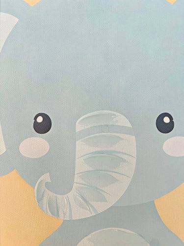 Blue Elephant White Framed Kids Wall Art 30x40cm