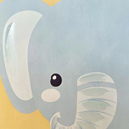 Blue Elephant White Framed Kids Wall Art 30x40cm