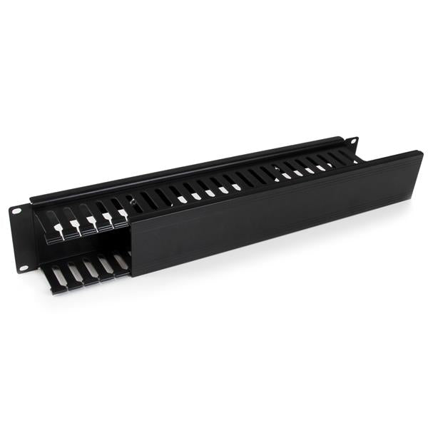 2U Horizontal Finger Duct Rack Cable Management Panel with Cover