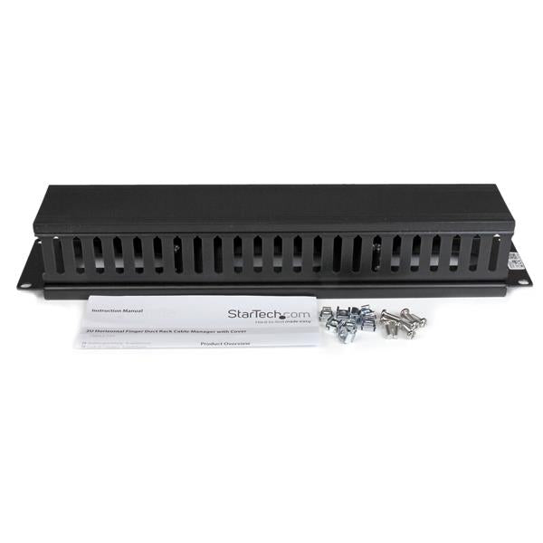 2U Horizontal Finger Duct Rack Cable Management Panel with Cover