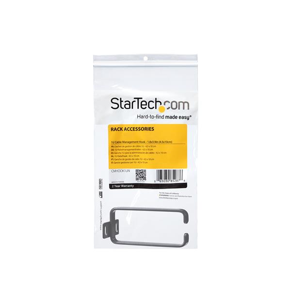 1U Vertical Server Rack Cable Management D-Ring Hook - 1.8x3.9in (4.5x10cm)