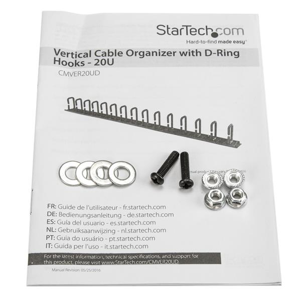 Vertical Cable Organizer with D-Ring Hooks - 0U - 91 cm (3 ft.)