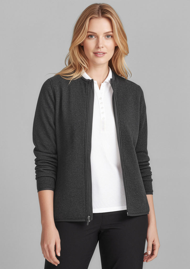 Nova Womens Zip Front Jumper - Black Marle