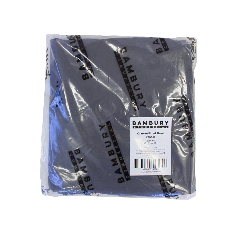 King Chateau Fitted Sheet Pewter- Bambury