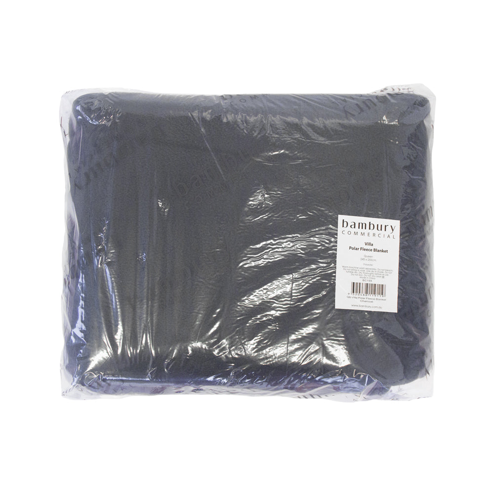 Single Villa Polar Fleece Blanket Charcoal- Bambury