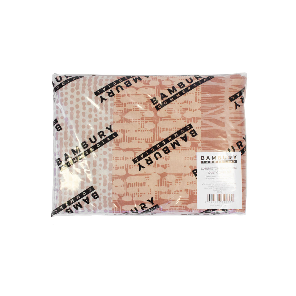 Queen Darlington Terracotta Quilt / Duvet Cover Set- Bambury