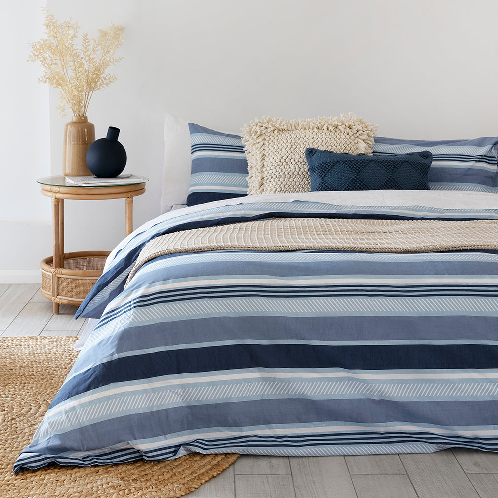 King Indiana Blue Quilt / Duvet Cover Set- Bambury