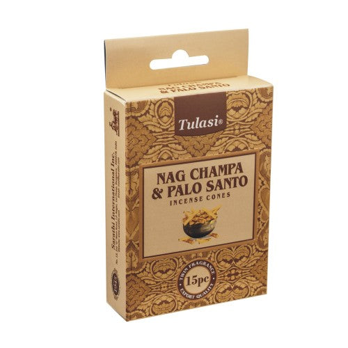 Incense - Tulasi Nag Champa & Palo Santo Cones (Set of 12)