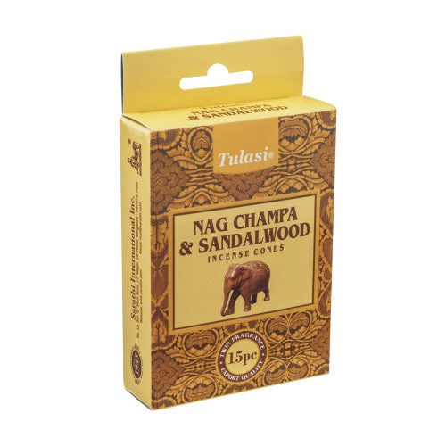 Incense - Tulasi Nag Champa & Sandalwood Cones (Set of 12)