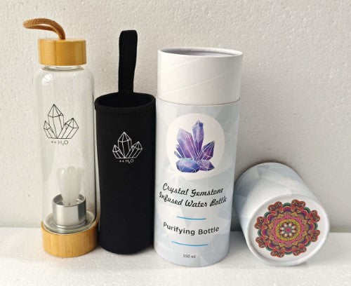 Crystal Bottle with a Clear Quartz Angel (550ml)