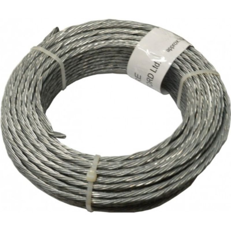 Durable 9-gauge clothesline wire, 50 feet long, rust-resistant, ideal for outdoor drying and DIY projects.