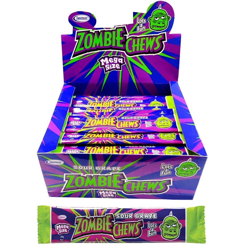 Zombie Chews Sour Grape 28g - Box of 72