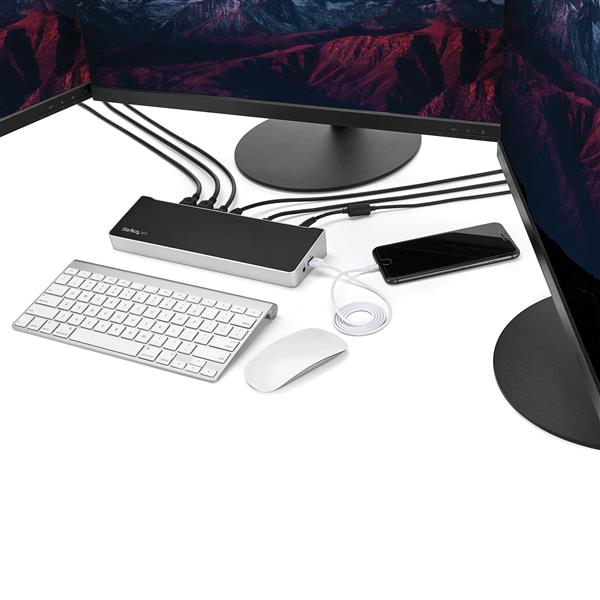 USB-C Dock 4K Triple Monitor DisplayPort/HDMI 100W PD, USB Hub