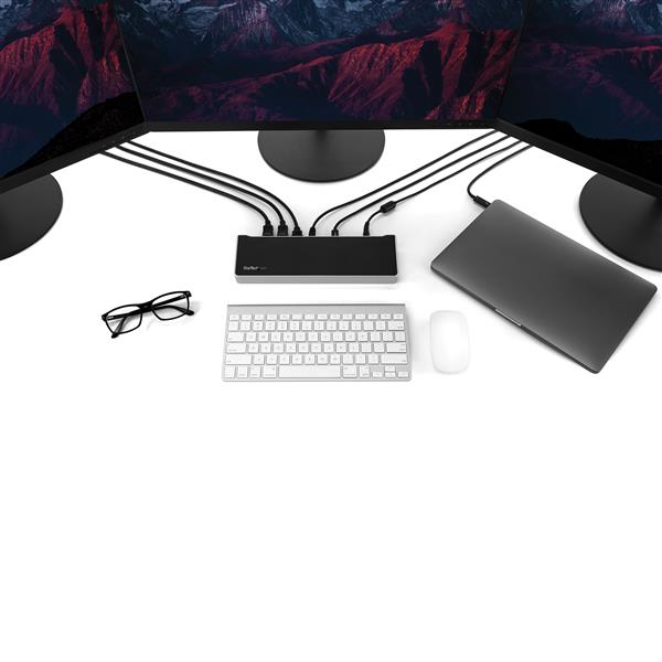 USB-C Dock 4K Triple Monitor DisplayPort/HDMI 100W PD, USB Hub