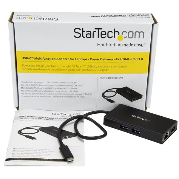 USB-C Multiport Adapter for Laptops - Power Delivery - 4K HDMI - GbE - USB 3.0