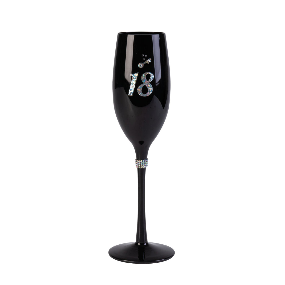 18th Birthday Black Champagne Flute