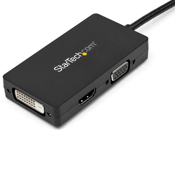 Travel A/V adapter: 3-in-1 DisplayPort to VGA DVI or HDMI converter