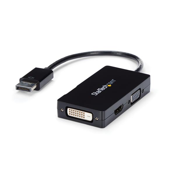 Travel A/V adapter: 3-in-1 DisplayPort to VGA DVI or HDMI converter