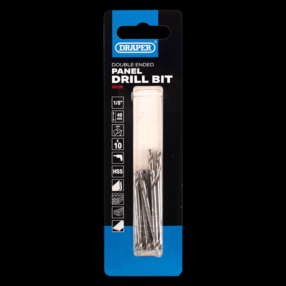 DRAPER 1/8" Double-Ended HSS Stub Drill - 10 Pack
