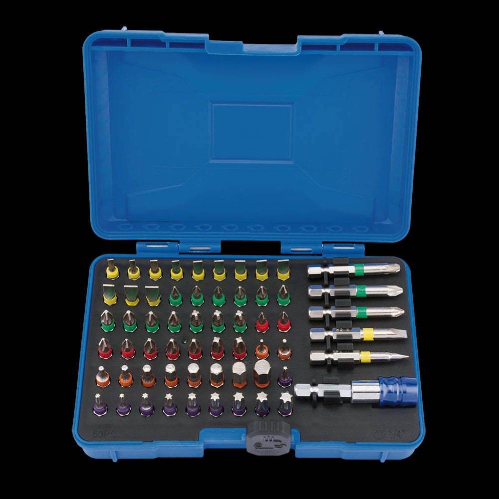 DRAPER Coloured Screwdriver Bit Set - 60pc