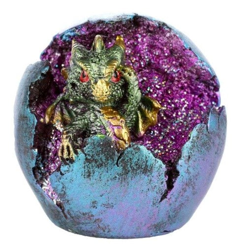 Ornament - Baby Dragon LED Geode Hatching Dragon Egg (Set of 2 Asstd)