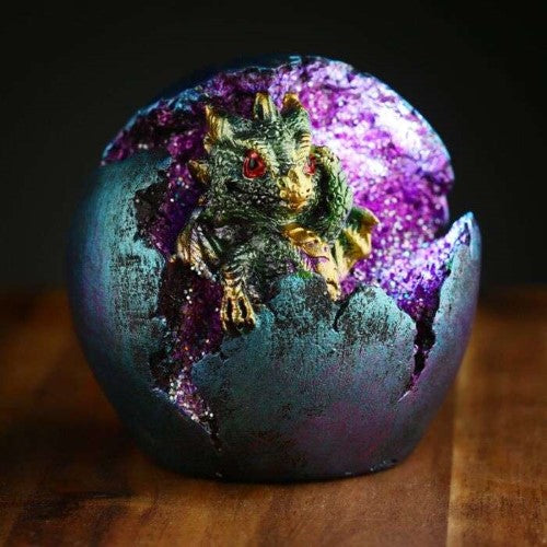Ornament - Baby Dragon LED Geode Hatching Dragon Egg (Set of 2 Asstd)
