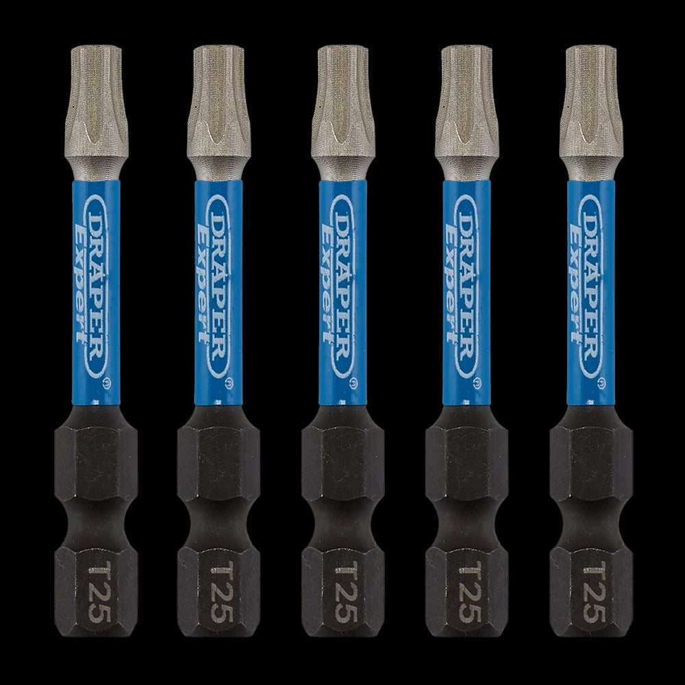 DRAPER TX-STAR® Impact Screwdriver Bits (T25 x 50mm) - 5 Pack