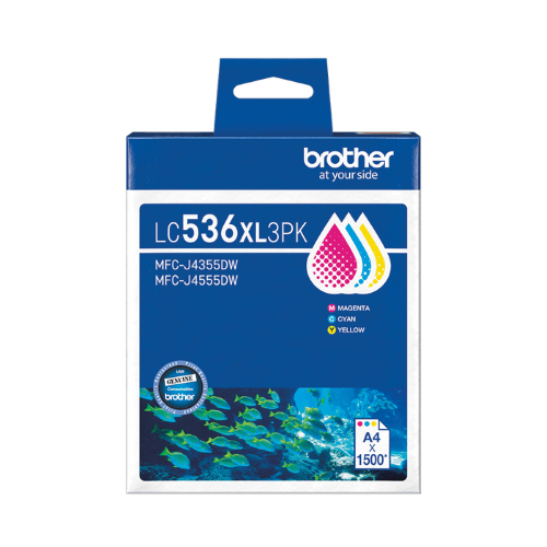 Brother LC536XL 3 Pack Genuine Ink (Cyan, Magenta, Yellow)