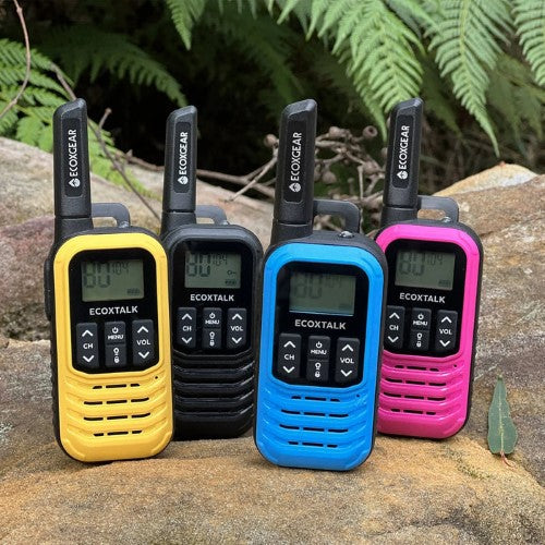 ECOXGEAR ECOXTALK EXG50 UHF CB Handheld Radios, 0.5W, 4's Pack, Black, Blue, Pur