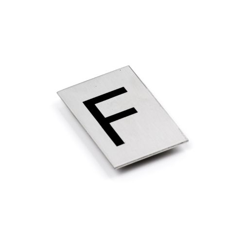 Adhesive Number/Letter Black 50x30 - Brushed Stainless Steel -F
