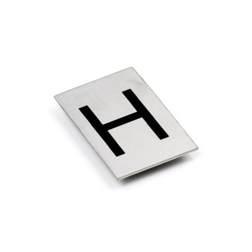 Adhesive Number/Letter Black 50x30 - Brushed Stainless Steel -H