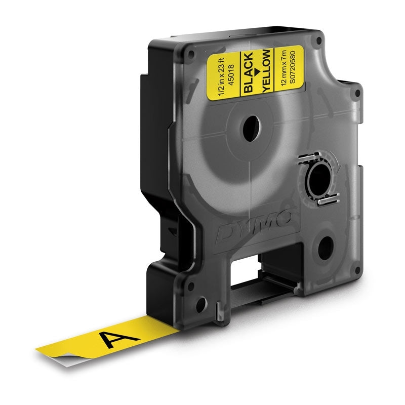 Dymo Blk on Yell 12mmx7m Tape